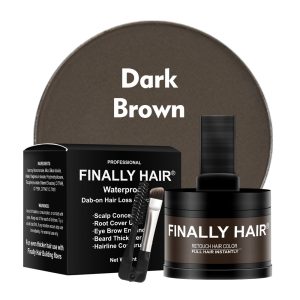 Finally Hair Waterproof dab-on concealer creates a perfect hairline, covers gray, gray away, covers gray roots, enhance eyebrows, fill in your beard