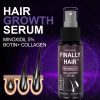 Bottle of hair growth serum labeled with Minoxidil 5% and Biotin Collagen ingredients.