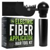 shows the box, the sprayer, the bottle, the hairline optimizer that comes with the hair fiber rechargeable electric sprayer