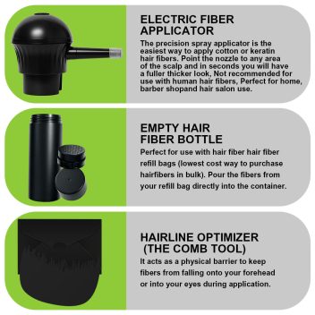 what's included with the electric rechargeable hair fiber sprayer
