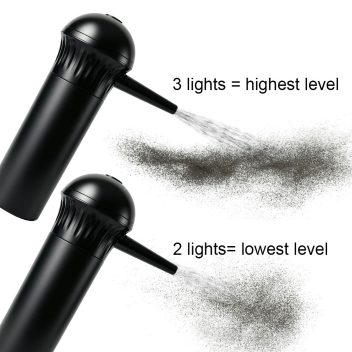 shows the two speeds of the hair fiber rechargeable electric sprayer