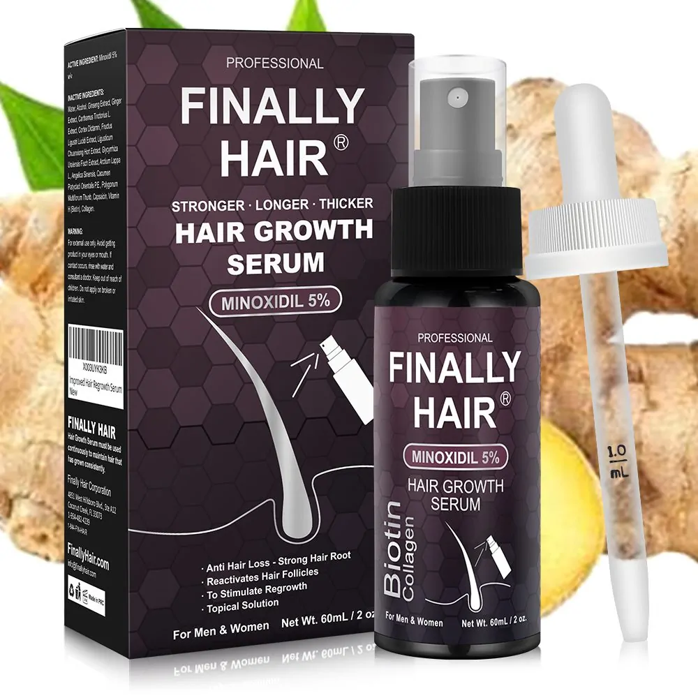 Hair Growth Serum Contains 5% Minoxidil, Biotin, and Collagen Unisex Hair Growth Sprayer and Dropper 18 NEW! 5% Minoxidil + Biotin + Collagen Unisex Hair Growth Spray